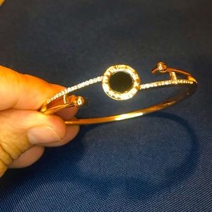 Two tone Rhinestone Roman numeral bangle bracelet